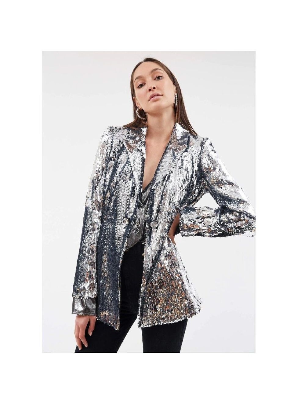 ELLERY SUGAR FOR MY HONEY SILVER SEQUIN BLAZER